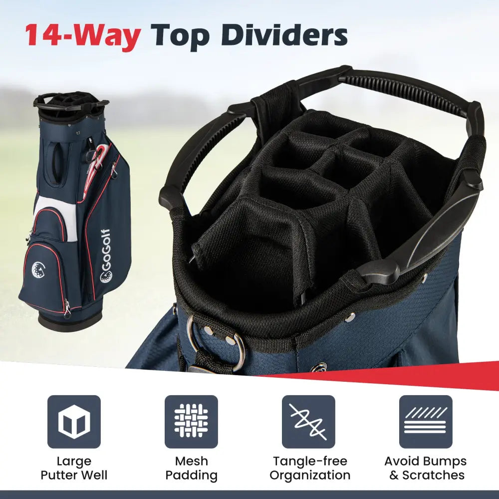 Golf Cart Bag Lightweight Portable Golf Club Organizer Bag-Navy - Navy - Golf