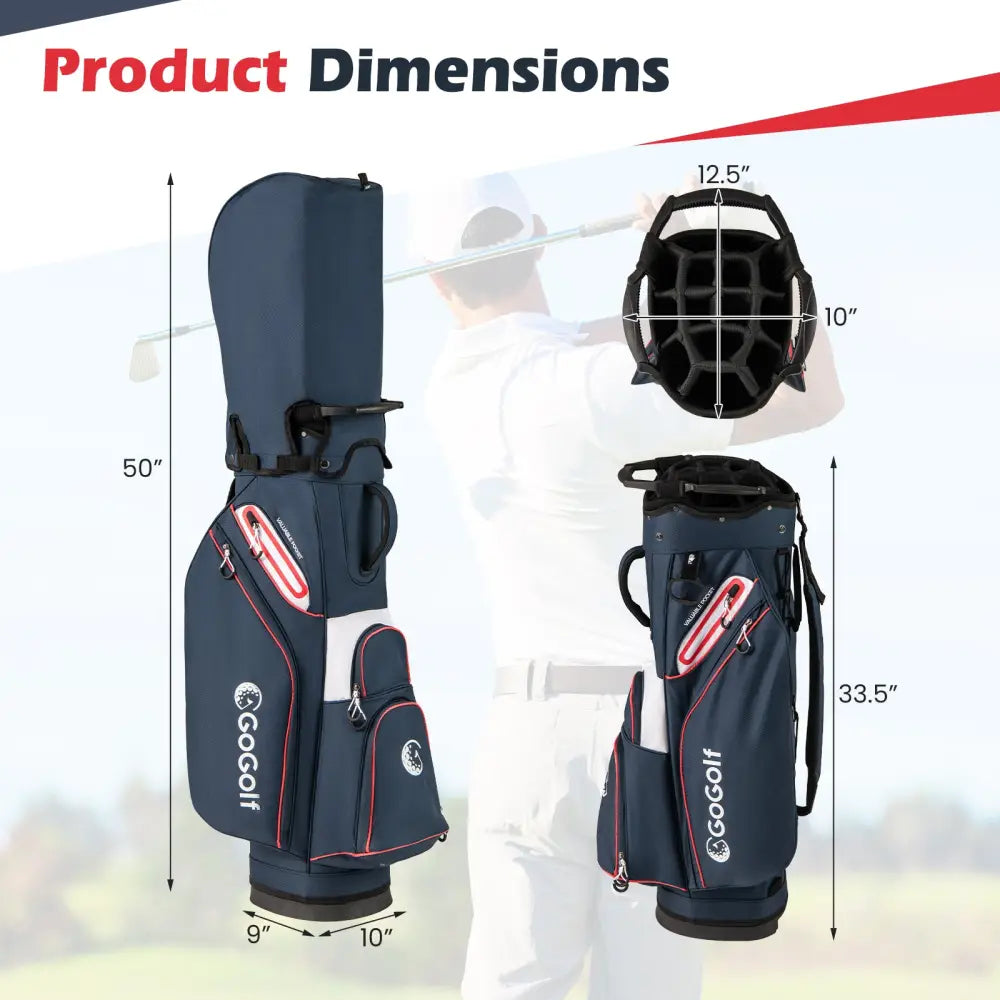 Golf Cart Bag Lightweight Portable Golf Club Organizer Bag-Navy - Navy - Golf