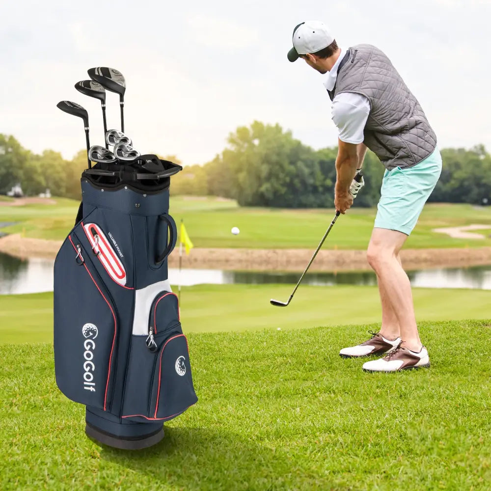 Golf Cart Bag Lightweight Portable Golf Club Organizer Bag-Navy - Navy - Golf