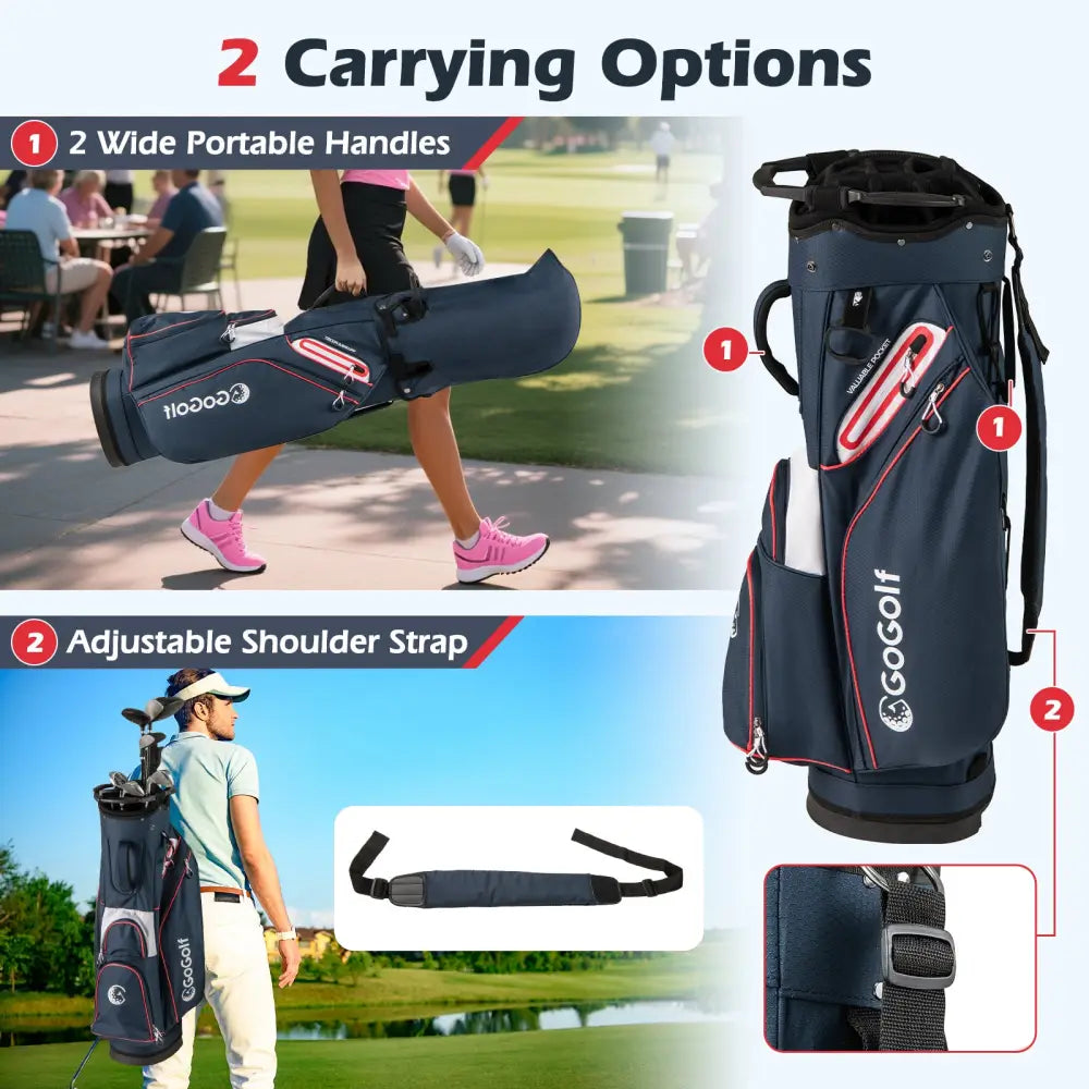 Golf Cart Bag Lightweight Portable Golf Club Organizer Bag-Navy - Navy - Golf