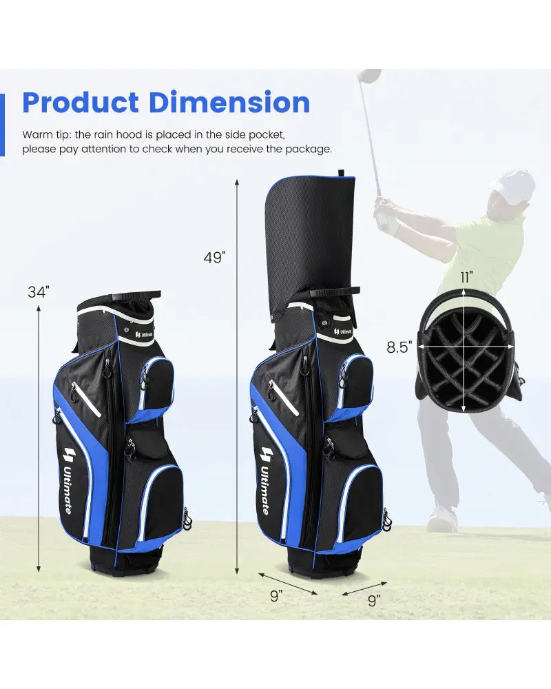 Golf Cart Bag with 14 Way Top Dividers-Blue - Blue - Golf