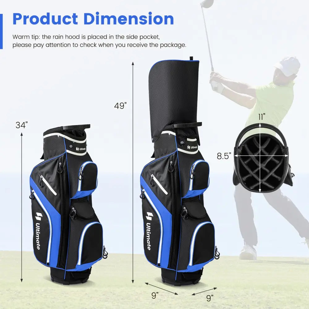 Golf Cart Bag with 14 Way Top Dividers-Blue - Blue - Golf