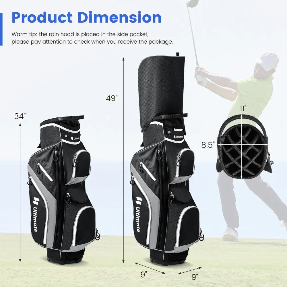 Golf Cart Bag with 14 Way Top Dividers-Gray - Gray - Golf