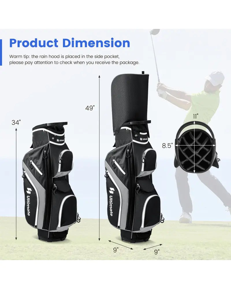 Golf Cart Bag with 14 Way Top Dividers-Gray - Gray - Golf