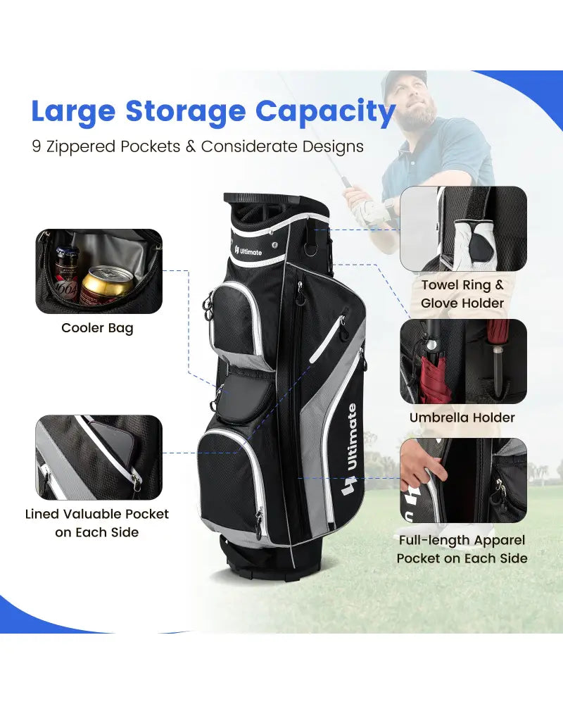 Golf Cart Bag with 14 Way Top Dividers-Gray - Gray - Golf