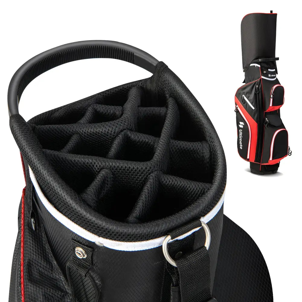 Golf Cart Bag with 14 Way Top Dividers-Red - Red - Golf