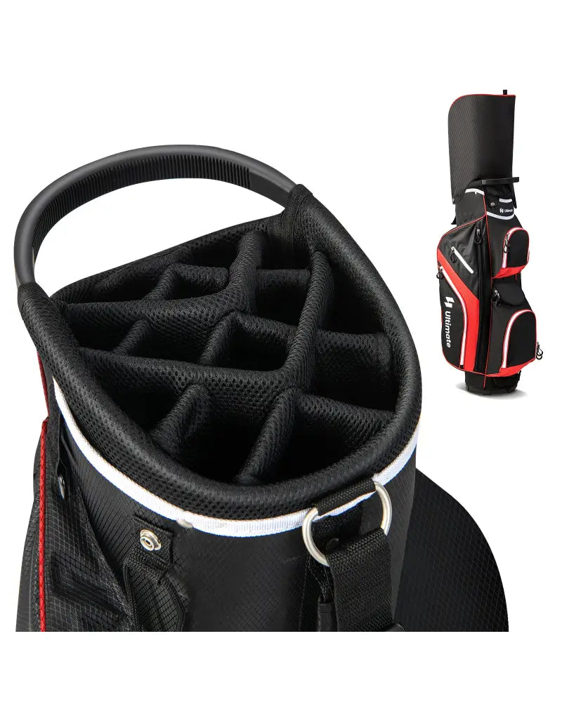 Golf Cart Bag with 14 Way Top Dividers-Red - Red - Golf