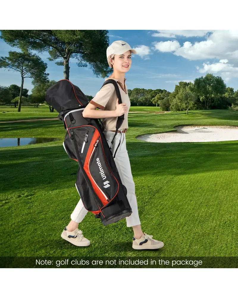 Golf Cart Bag with 14 Way Top Dividers-Red - Red - Golf