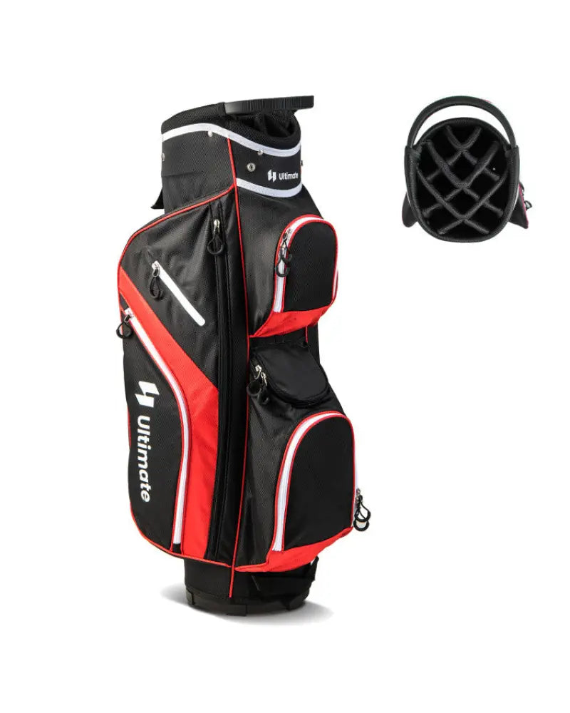Golf Cart Bag with 14 Way Top Dividers-Red - Red - Golf