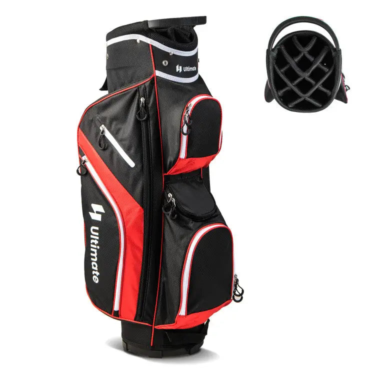 Golf Cart Bag with 14 Way Top Dividers-Red - Red - Golf