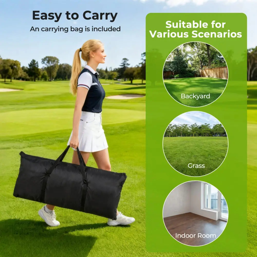 Golf Practice Hitting Net Golf Cage with Dual Side Barriers Target Cloth Metal Frame - Golf