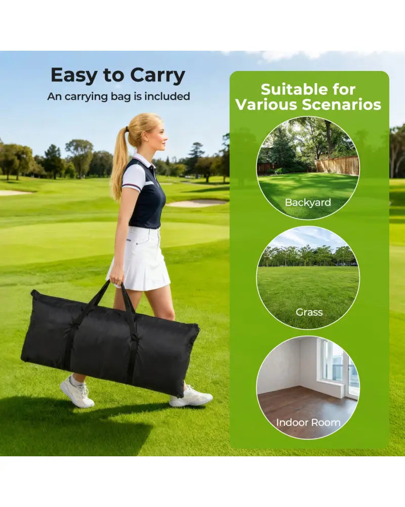 Golf Practice Hitting Net Golf Cage with Dual Side Barriers Target Cloth Metal Frame - Golf