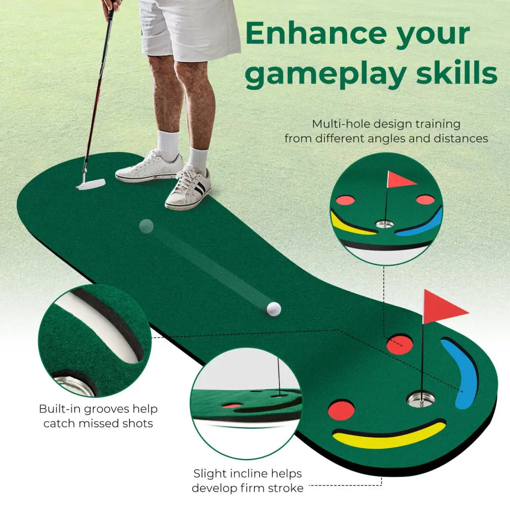 Golf Putting Green Set for Indoor Outdoor Use - Green - Golf