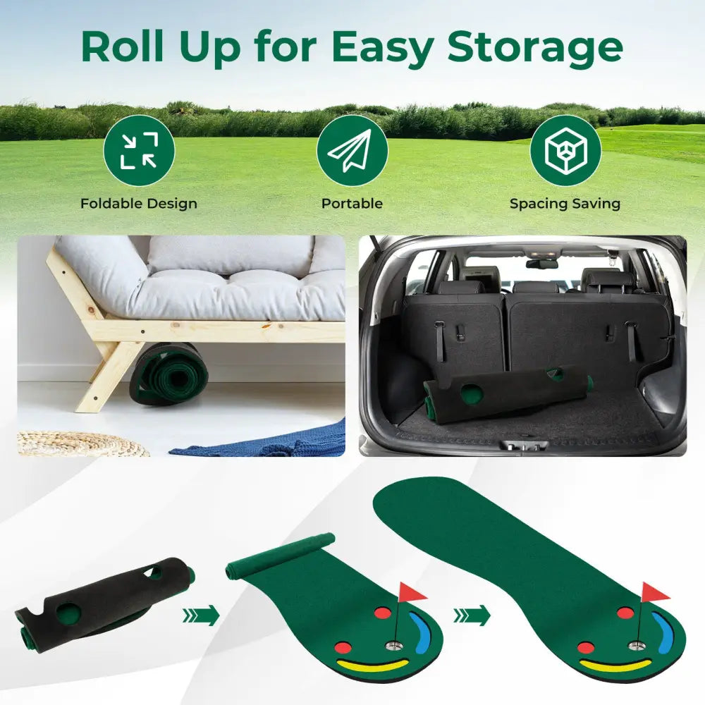 Golf Putting Green Set for Indoor Outdoor Use - Green - Golf
