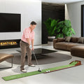 Golf Putting Mat Practice Training Aid with Auto Ball Return and 2 Hole Sizes - Green - Golf