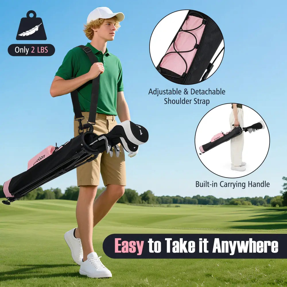 Golf Stand Bag Lightweight Golf Bag for The Driving Range-Pink - Pink - Golf