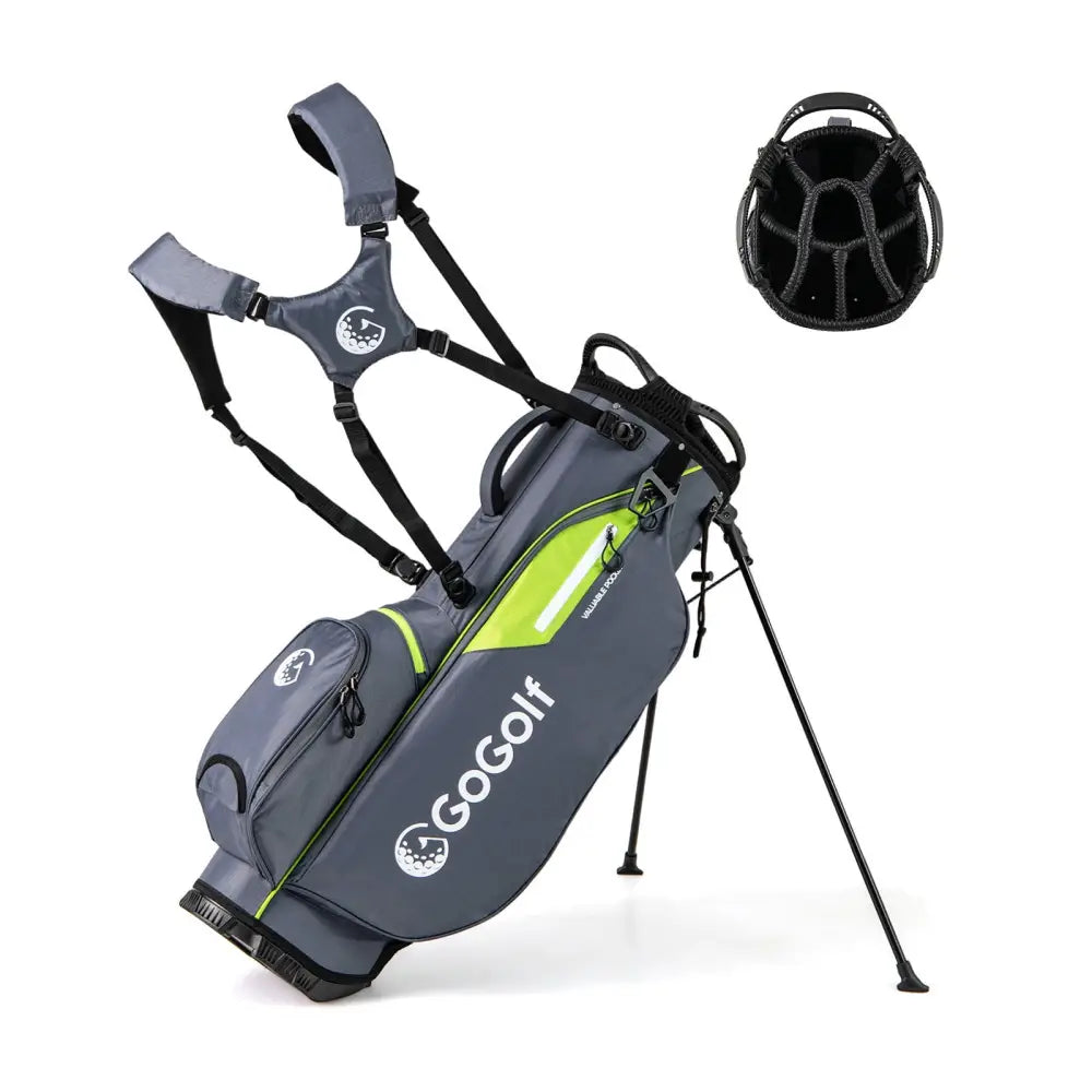 Golf Stand Bag Lightweight Golf Bag with 8 Way Top Dividers and 5 Zippered Pockets-Gray - Gray - Golf