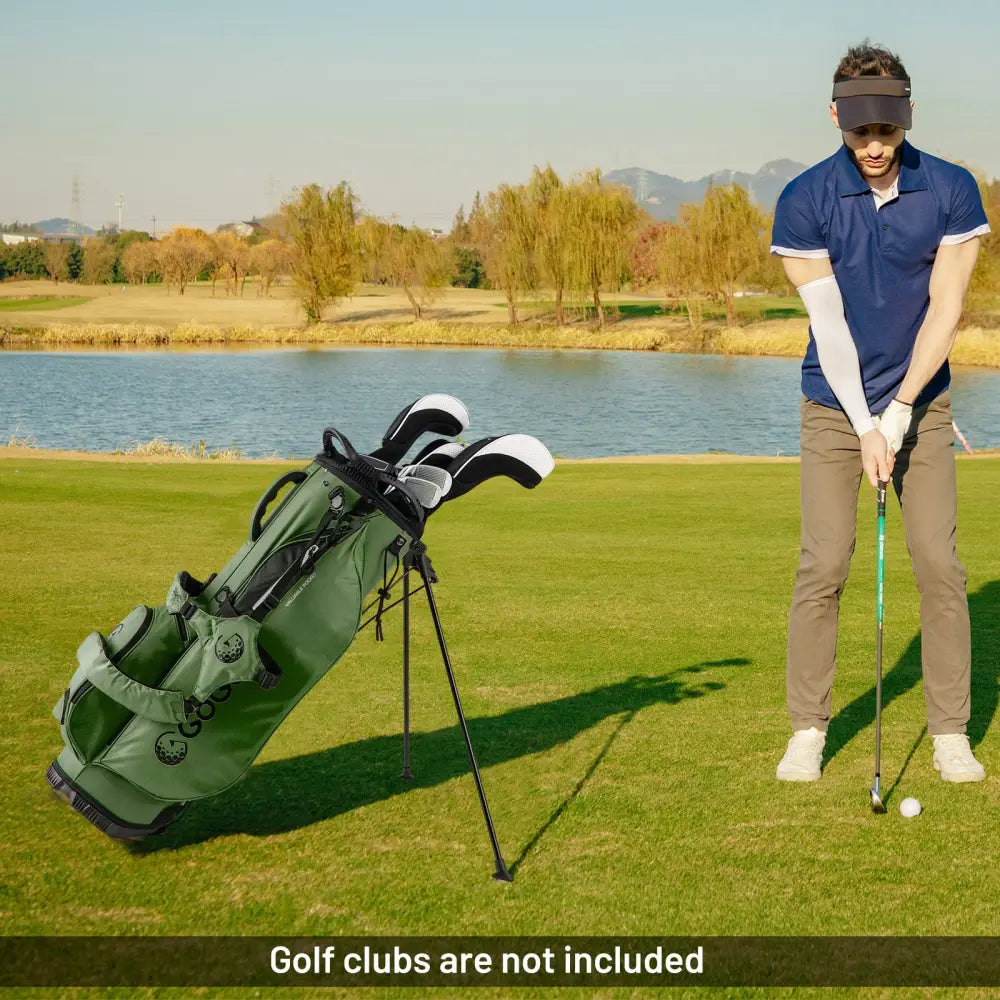 Golf Stand Bag Lightweight Golf Bag with 8 Way Top Dividers and 5 Zippered Pockets-Green - Green - Golf