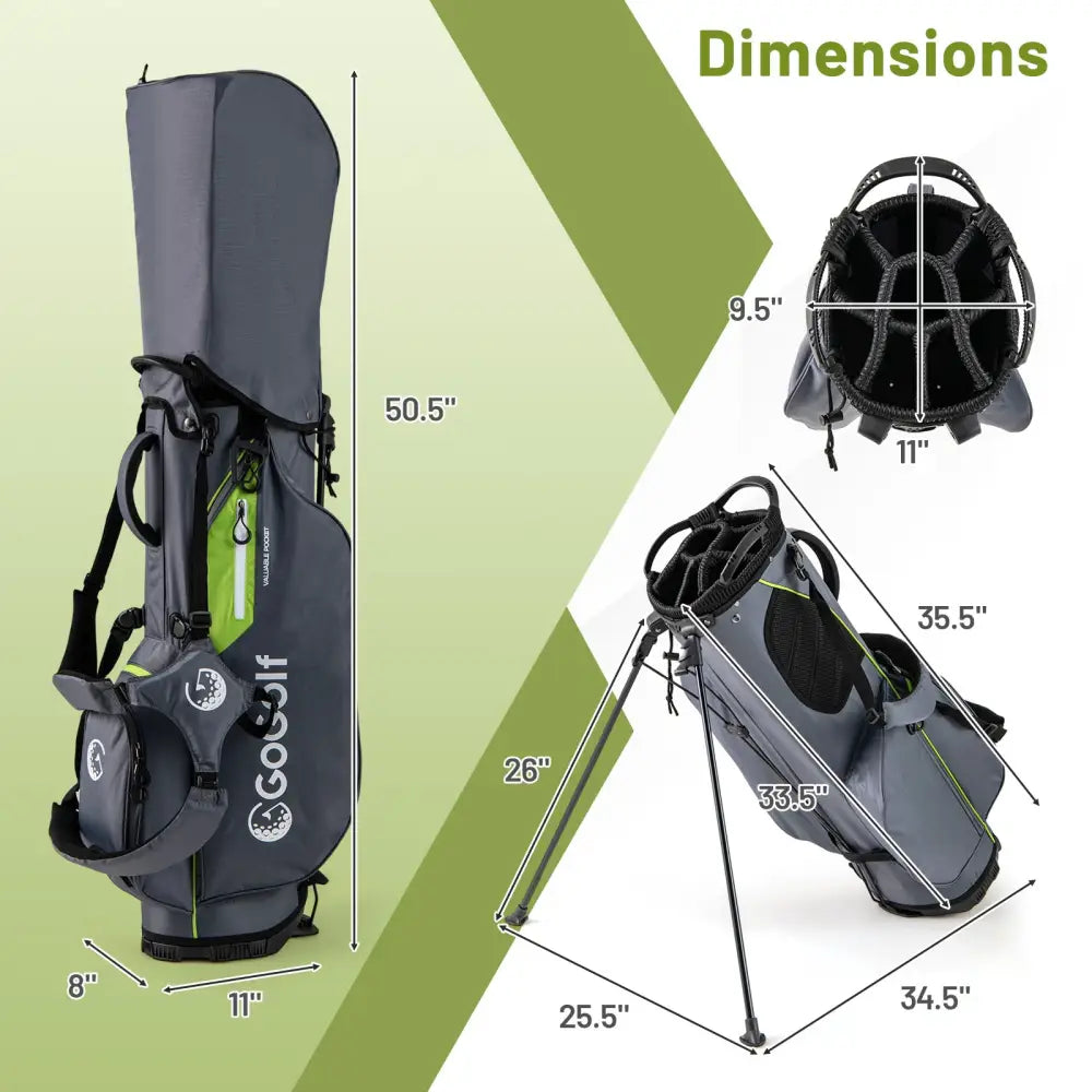 Golf Stand Bag Lightweight Golf Bag with 8 Way Top Dividers and 5 Zippered Pockets-Gray - Gray - Golf