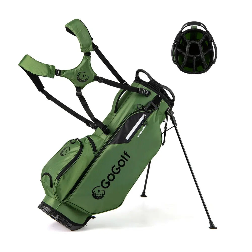 Golf Stand Bag Lightweight Golf Bag with 8 Way Top Dividers and 5 Zippered Pockets-Green - Green - Golf