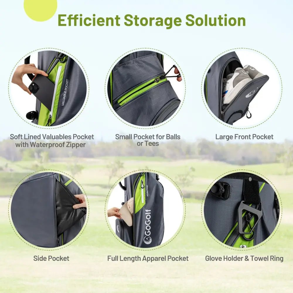 Golf Stand Bag Lightweight Golf Bag with 8 Way Top Dividers and 5 Zippered Pockets-Gray - Gray - Golf