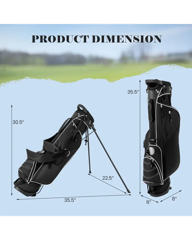 Golf Stand Cart Bag with 4 Way Divider Carry Organizer Pockets-Black - Black - Golf
