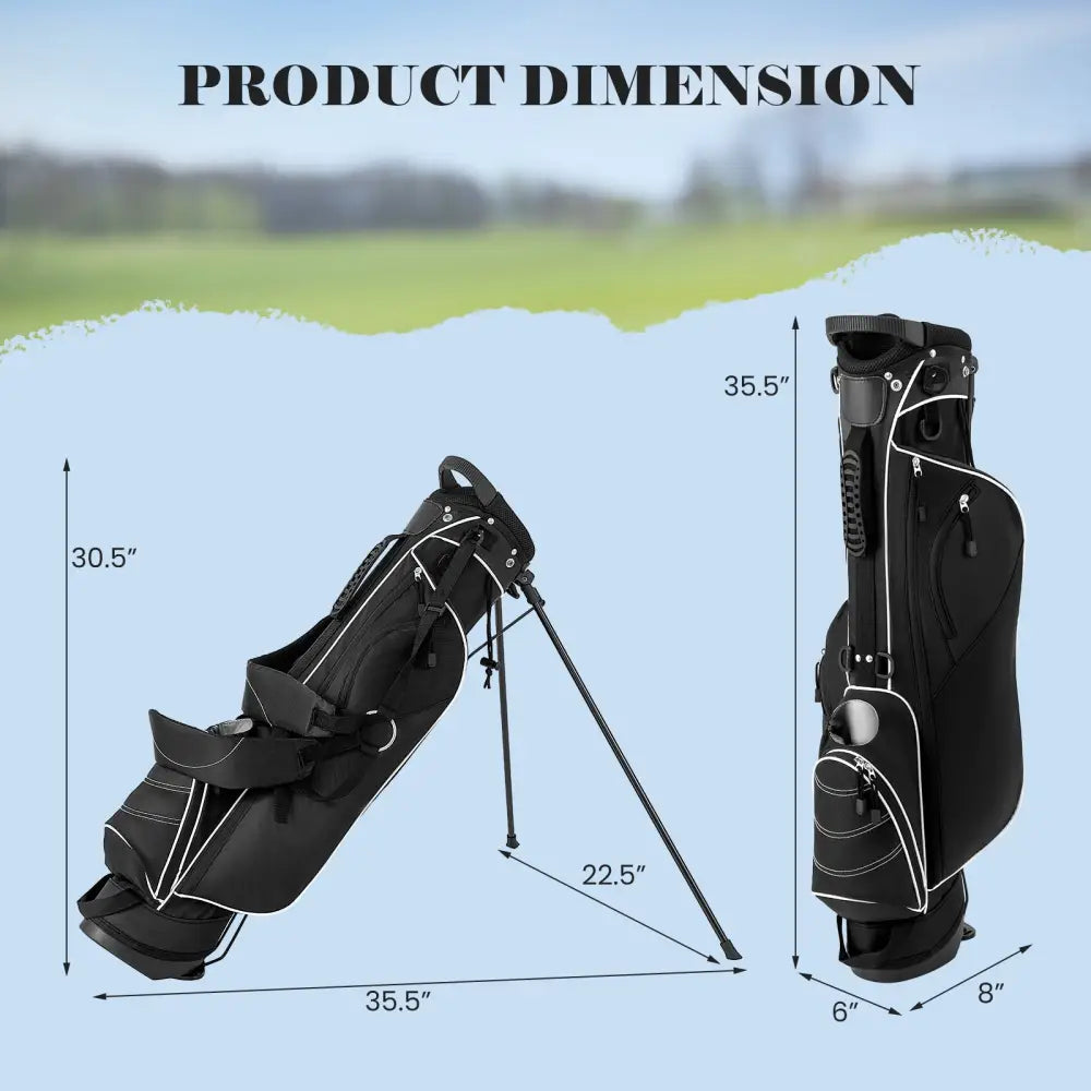 Golf Stand Cart Bag with 4 Way Divider Carry Organizer Pockets-Black - Black - Golf
