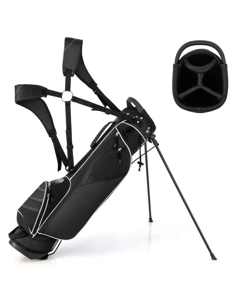 Golf Stand Cart Bag with 4 Way Divider Carry Organizer Pockets-Black - Black - Golf