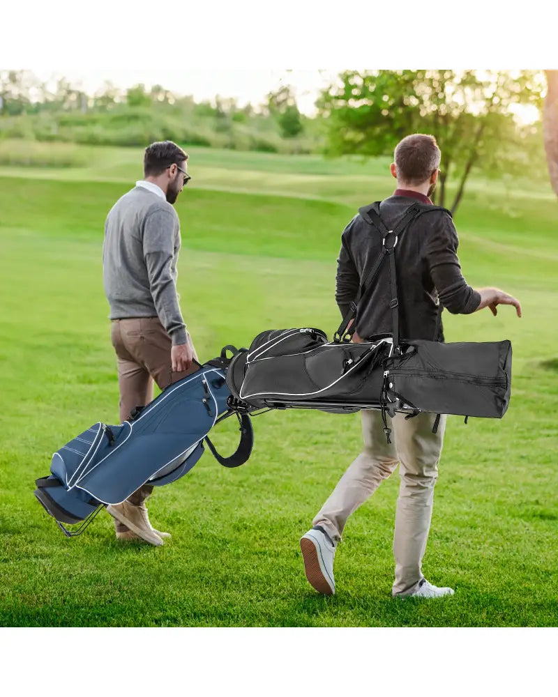 Golf Stand Cart Bag with 4 Way Divider Carry Organizer Pockets-Black - Black - Golf
