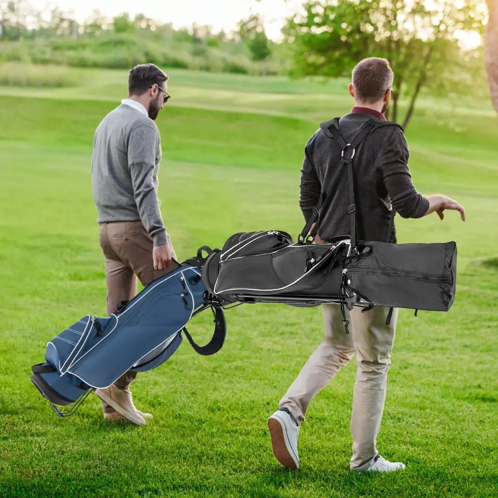 Golf Stand Cart Bag with 4 Way Divider Carry Organizer Pockets-Black - Black - Golf