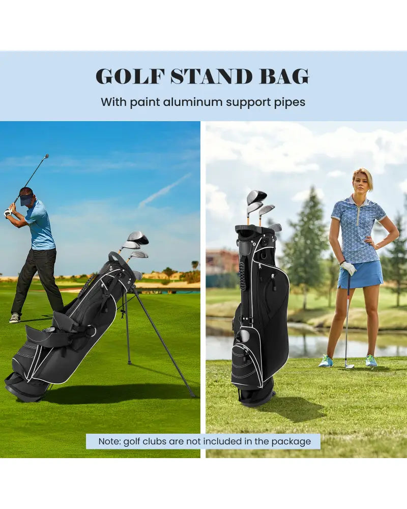 Golf Stand Cart Bag with 4 Way Divider Carry Organizer Pockets-Black - Black - Golf