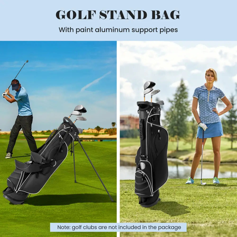 Golf Stand Cart Bag with 4 Way Divider Carry Organizer Pockets-Black - Black - Golf