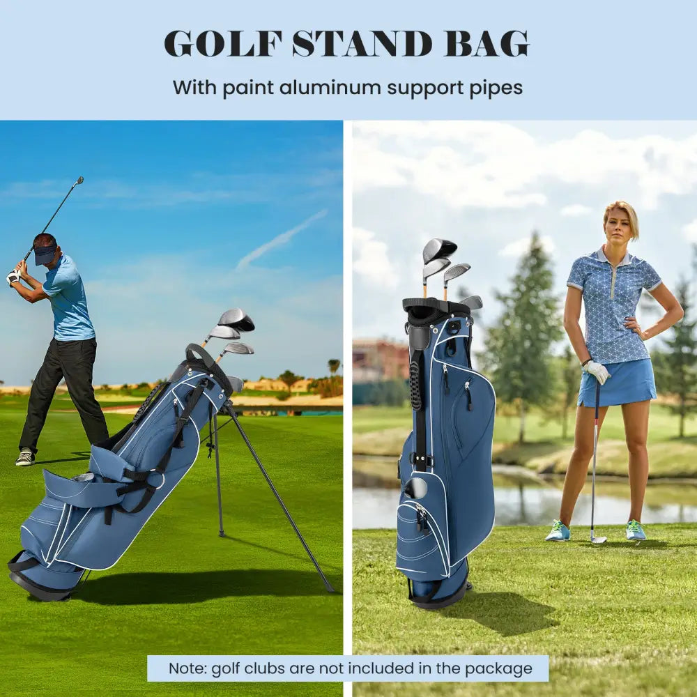 Golf Stand Cart Bag with 4 Way Divider Carry Organizer Pockets-Blue - Blue - Golf