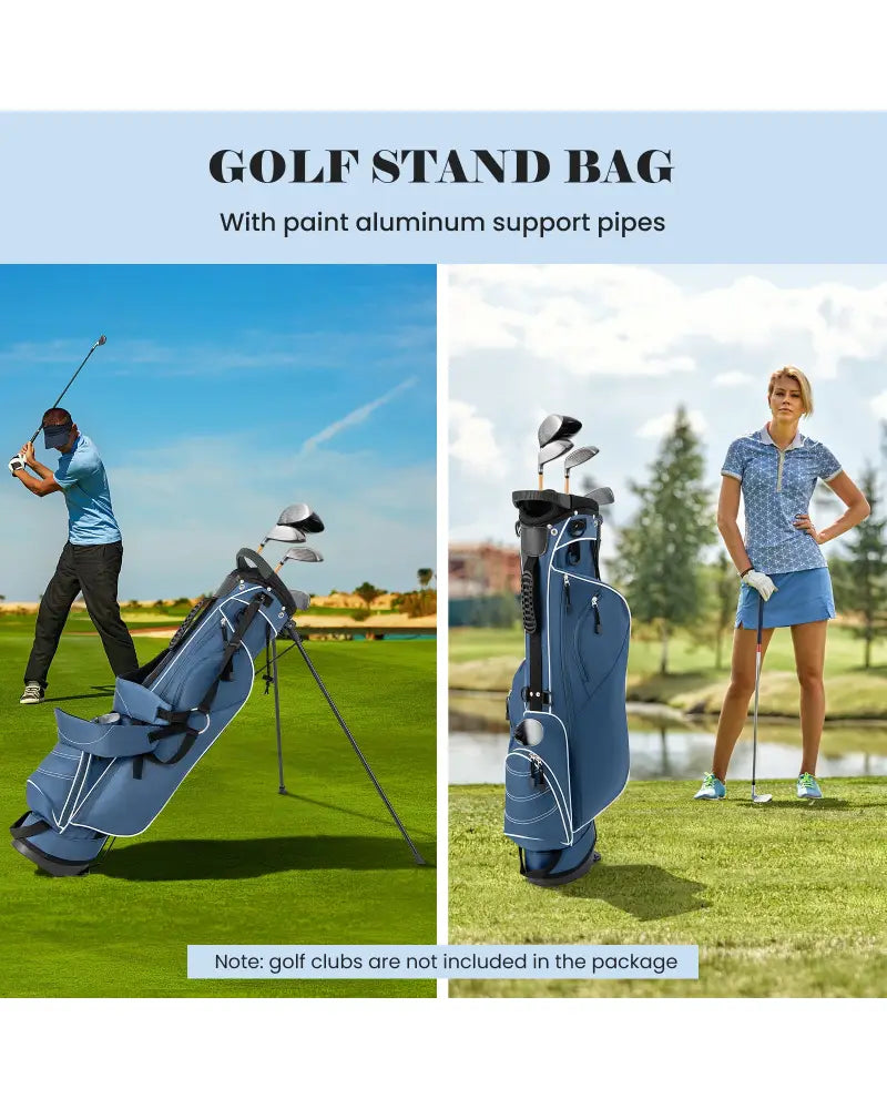 Golf Stand Cart Bag with 4 Way Divider Carry Organizer Pockets-Blue - Blue - Golf