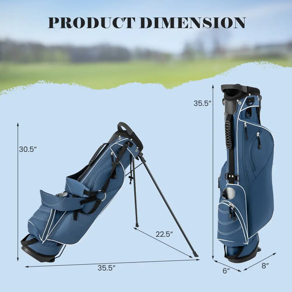 Golf Stand Cart Bag with 4 Way Divider Carry Organizer Pockets-Blue - Blue - Golf