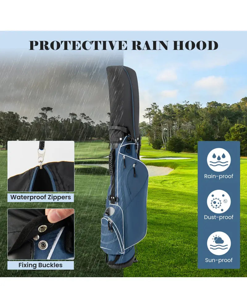Golf Stand Cart Bag with 4 Way Divider Carry Organizer Pockets-Blue - Blue - Golf