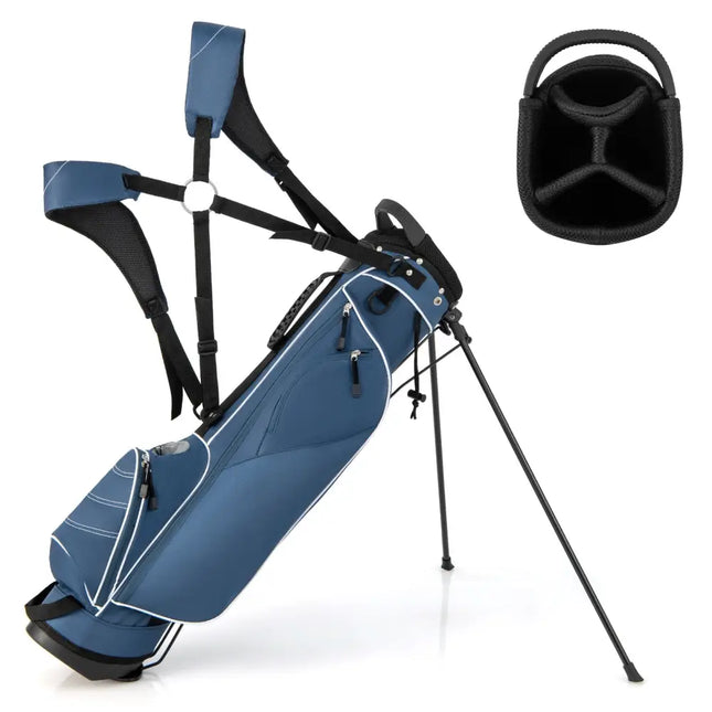 Golf Stand Cart Bag with 4 Way Divider Carry Organizer Pockets-Blue - Blue - Golf
