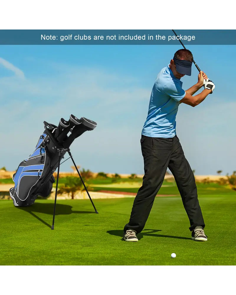 Golf Stand Cart Bag with 6-Way Divider Carry Pockets-Blue - Blue - Golf