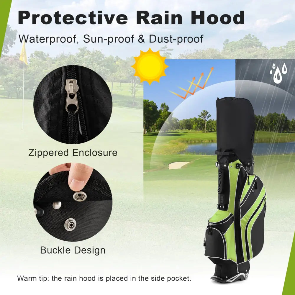 Golf Stand Cart Bag with 6 Way Divider Carry Pockets-Green - Green - Golf