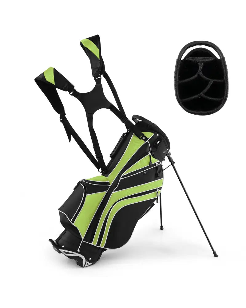 Golf Stand Cart Bag with 6 Way Divider Carry Pockets-Green - Green - Golf