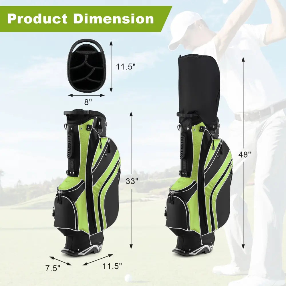 Golf Stand Cart Bag with 6 Way Divider Carry Pockets-Green - Green - Golf