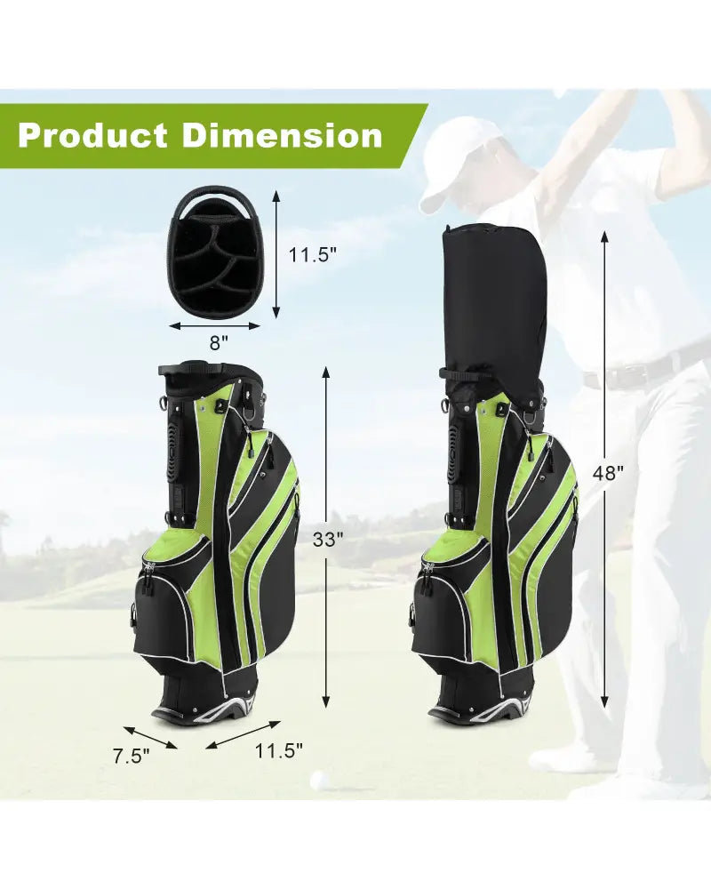 Golf Stand Cart Bag with 6 Way Divider Carry Pockets-Green - Green - Golf