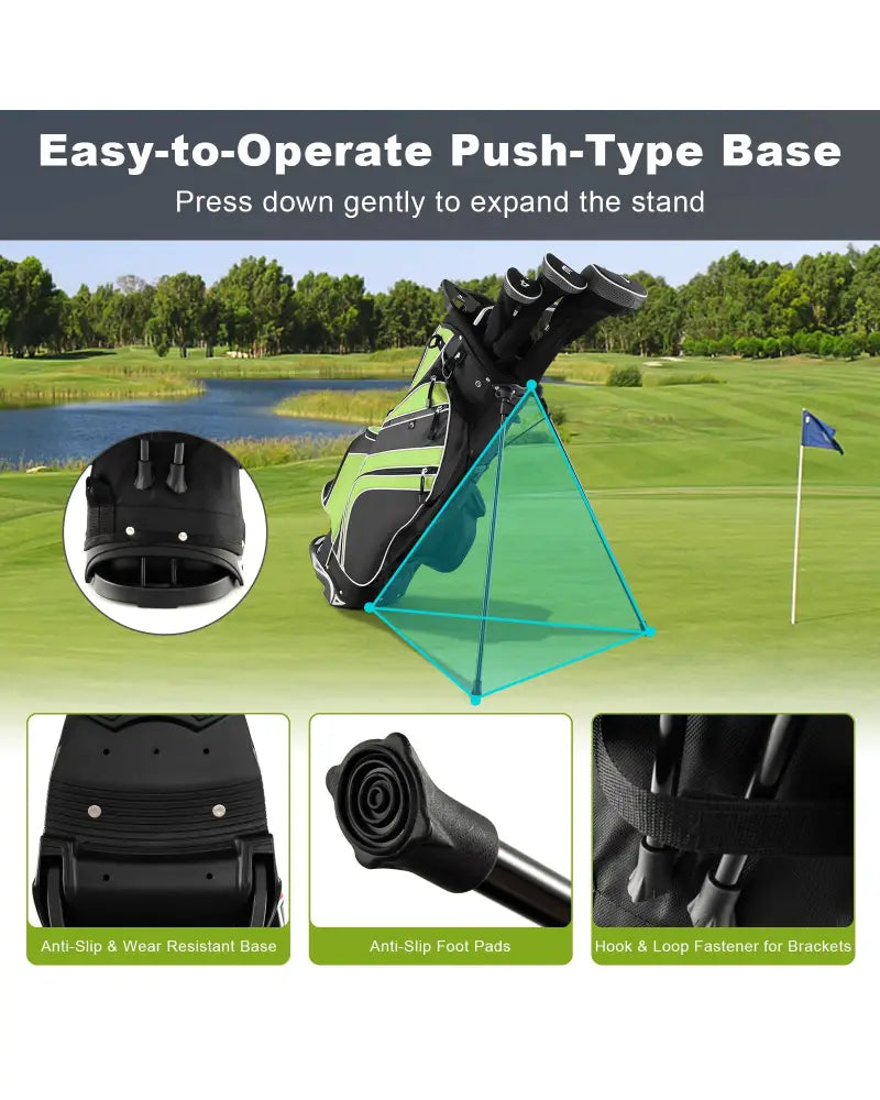 Golf Stand Cart Bag with 6 Way Divider Carry Pockets-Green - Green - Golf