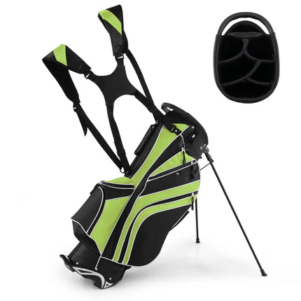 Golf Stand Cart Bag with 6 Way Divider Carry Pockets-Green - Green - Golf