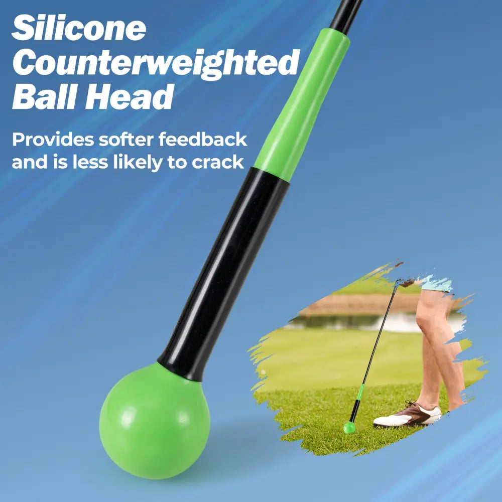 Golf Swing Trainer Aid 47inch/40inch/31.5inch Warm-up Practice Stick with Weighted Head for Grip-Green - Green - Golf