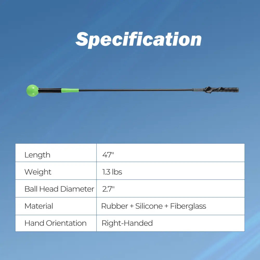 Golf Swing Trainer Aid 47inch/40inch/31.5inch Warm-up Practice Stick with Weighted Head for Grip-Green - Green - Golf