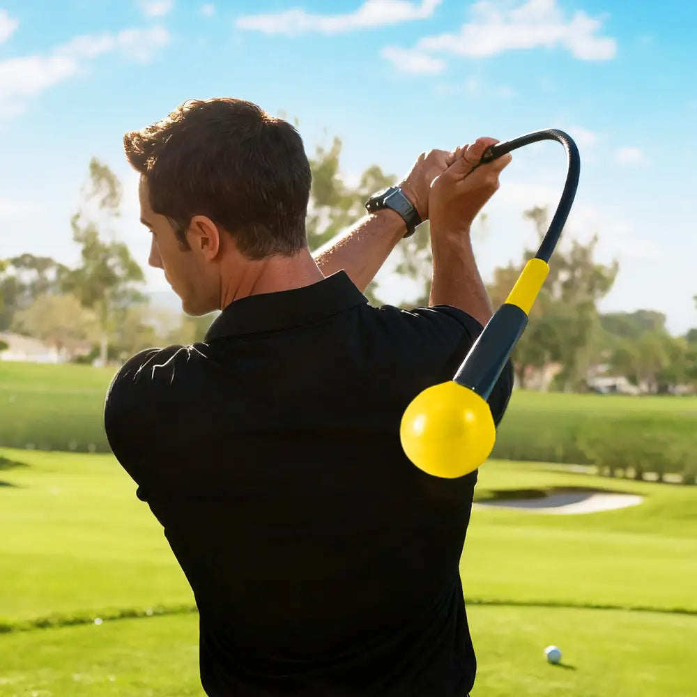 Golf Swing Trainer Aid 47inch/40inch/31.5inch Warm-up Practice Stick with Weighted Head for Grip-Yellow - Yellow - Golf