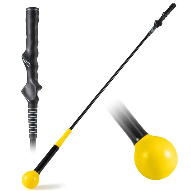 Golf Swing Trainer Aid 47inch/40inch/31.5inch Warm-up Practice Stick with Weighted Head for Grip-Yellow - Yellow - Golf