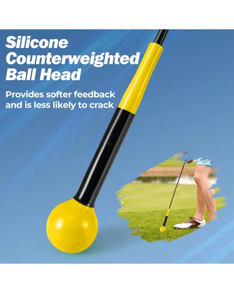 Golf Swing Trainer Aid 47inch/40inch/31.5inch Warm-up Practice Stick with Weighted Head for Grip-Yellow - Yellow - Golf
