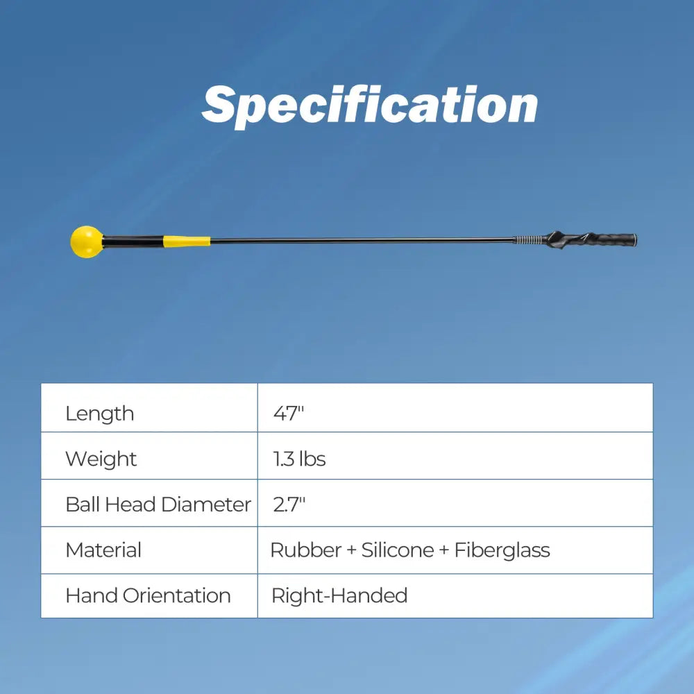 Golf Swing Trainer Aid 47inch/40inch/31.5inch Warm-up Practice Stick with Weighted Head for Grip-Yellow - Yellow - Golf
